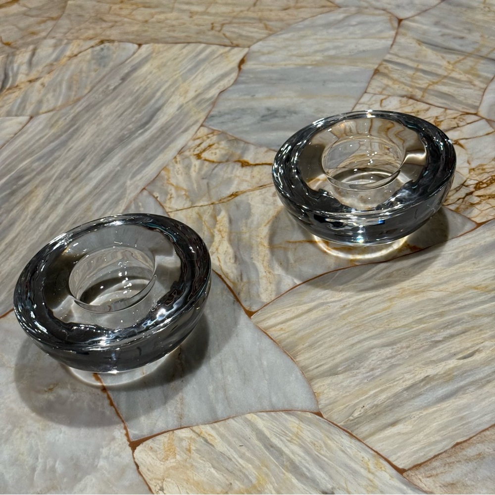 Clear Glass Tealight Candle Holders, Tealight Bowl for Votive Candle Set of 2